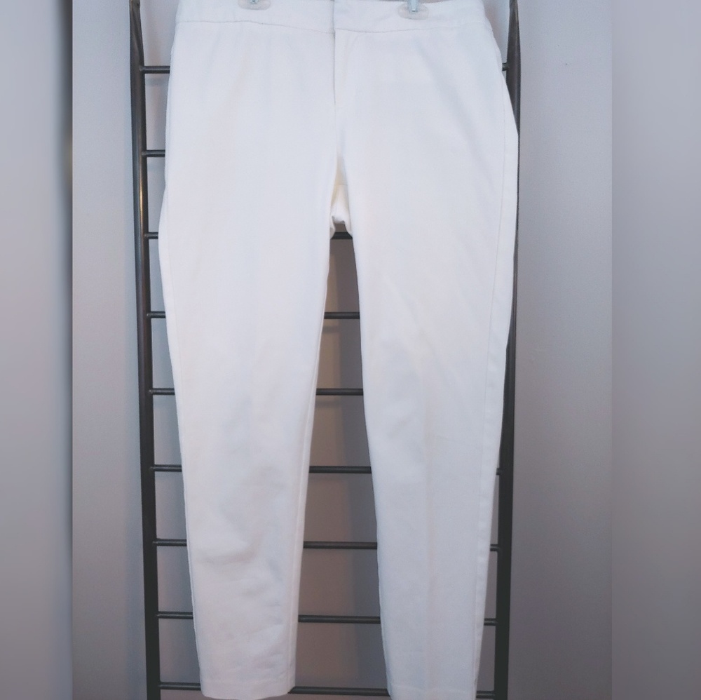 Ecru Slim Fit Flat Front Dress Pants